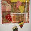 Falling in love. Quilted textile art.Abstract design.Recycled.Ecofriendly.Quit s